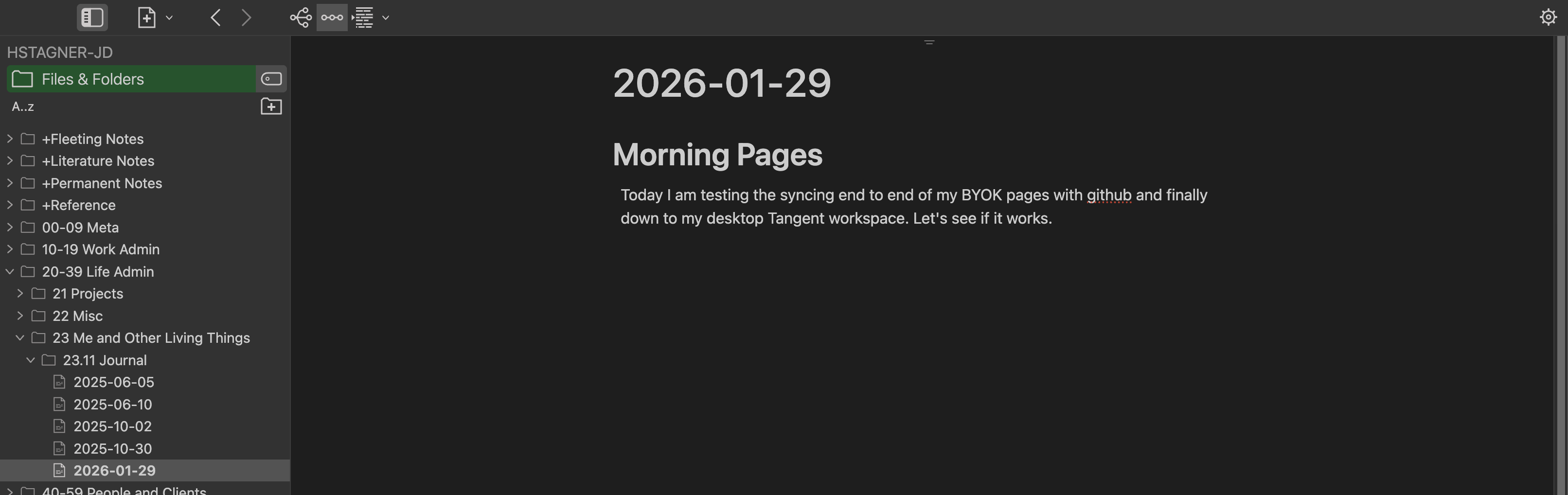 Morning Pages in Tangent Notes